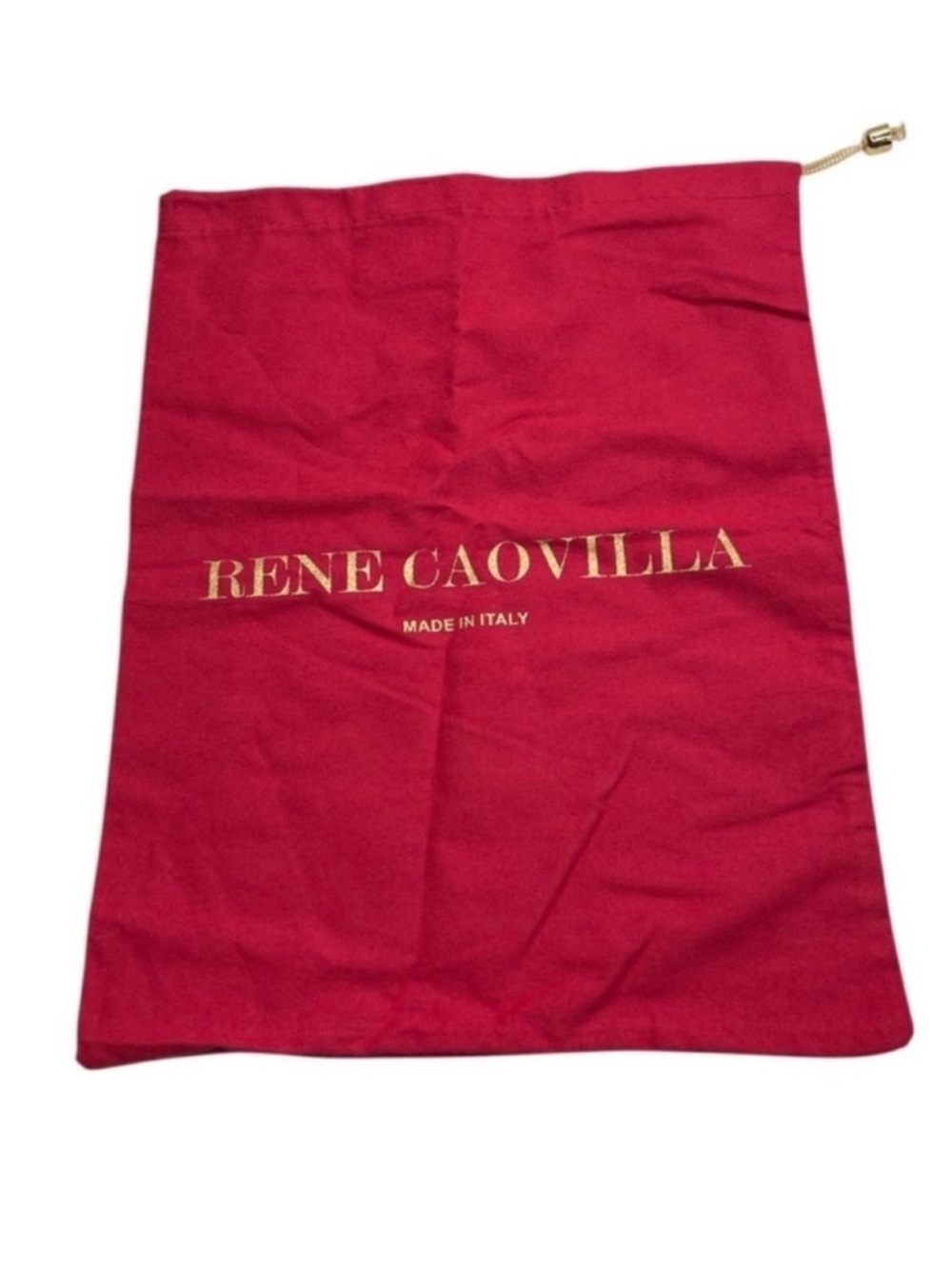 Rene Caovilla Red Drawstring Dust Pouch with Gold Logo